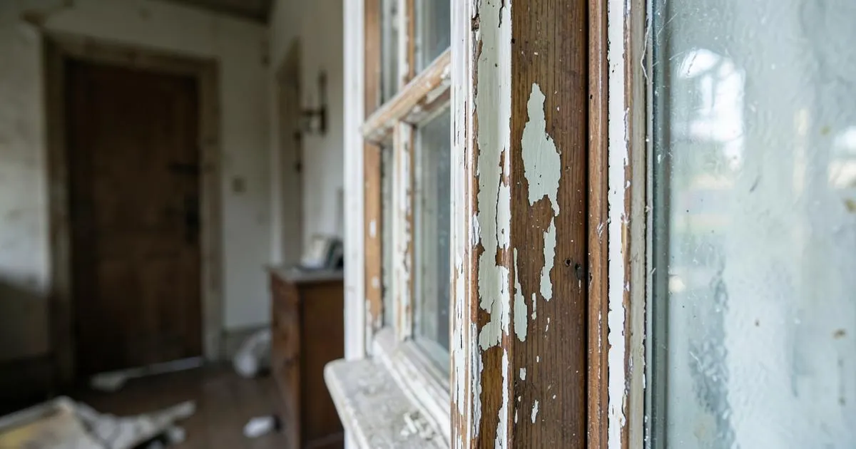 Peinture ancienne écaillée dans un logement à Troyes
